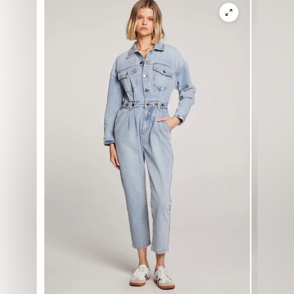 Saltwater Luxe Denver Light Blue Denim Jumpsuit
